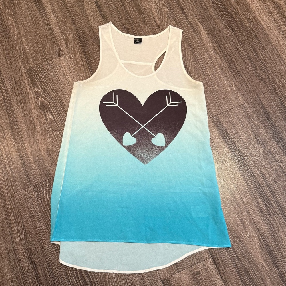(BOGO) STRANDED Blue and White Graphic Cut Out Tank Top